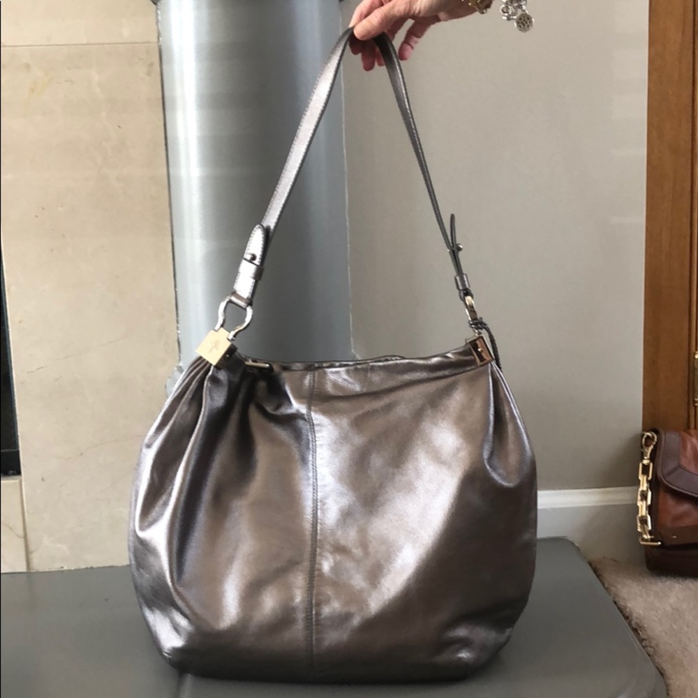 silver cole haan purse